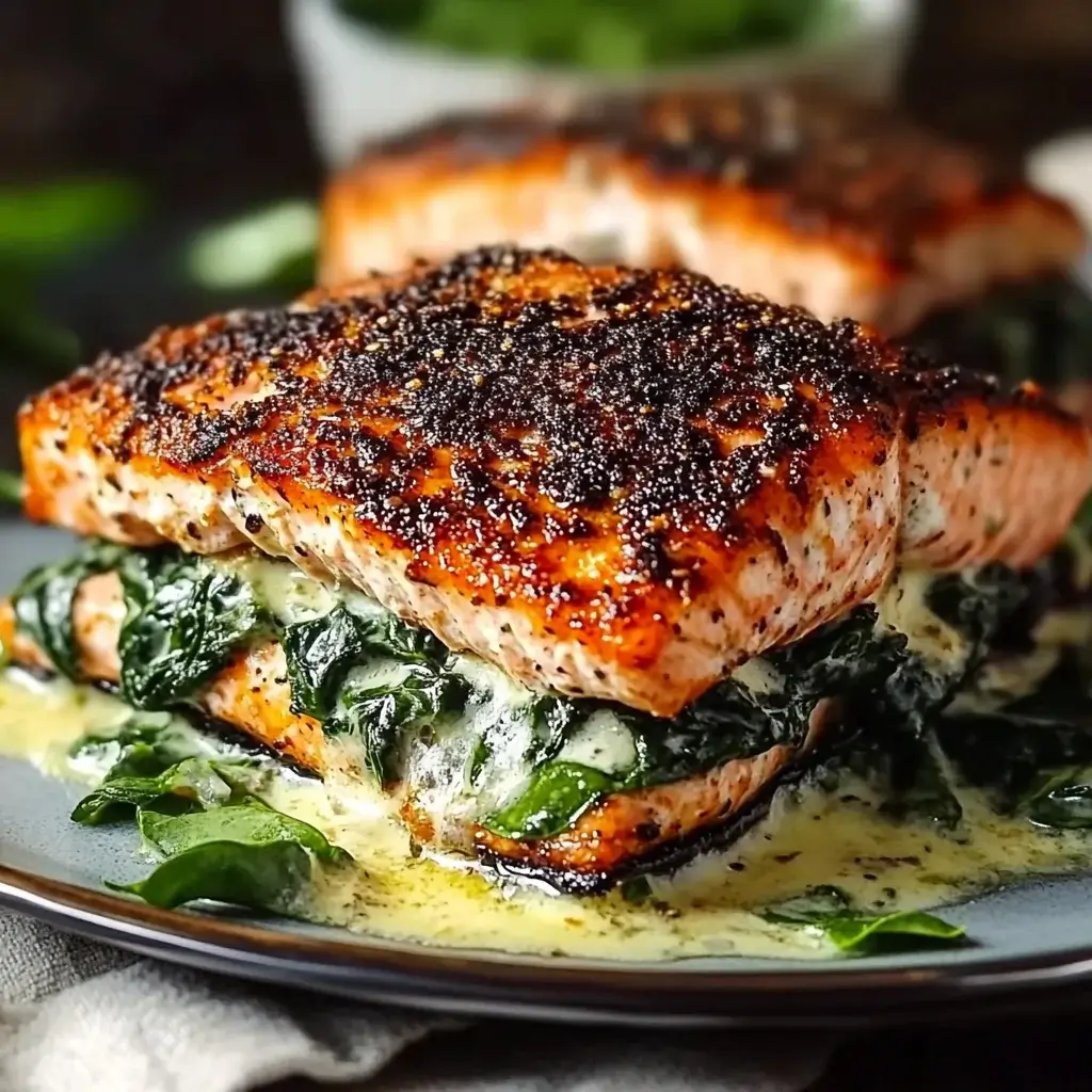 Blackened Salmon Stuffed with Spinach and Parmesan Recipe Unveiled!