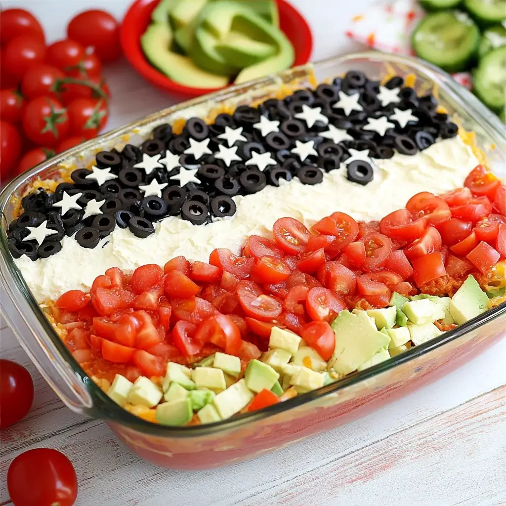 American Flag Layered Taco Dip: Easy Party Recipe to Wow!