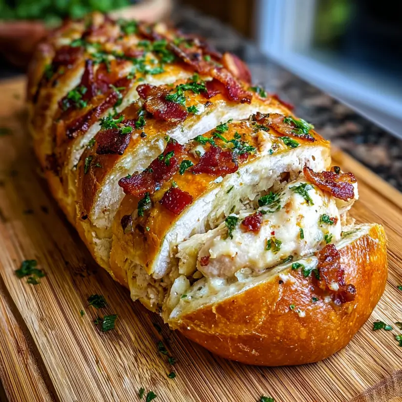 Chicken Bacon Ranch Stuffed Bread: A Tasty Delight!