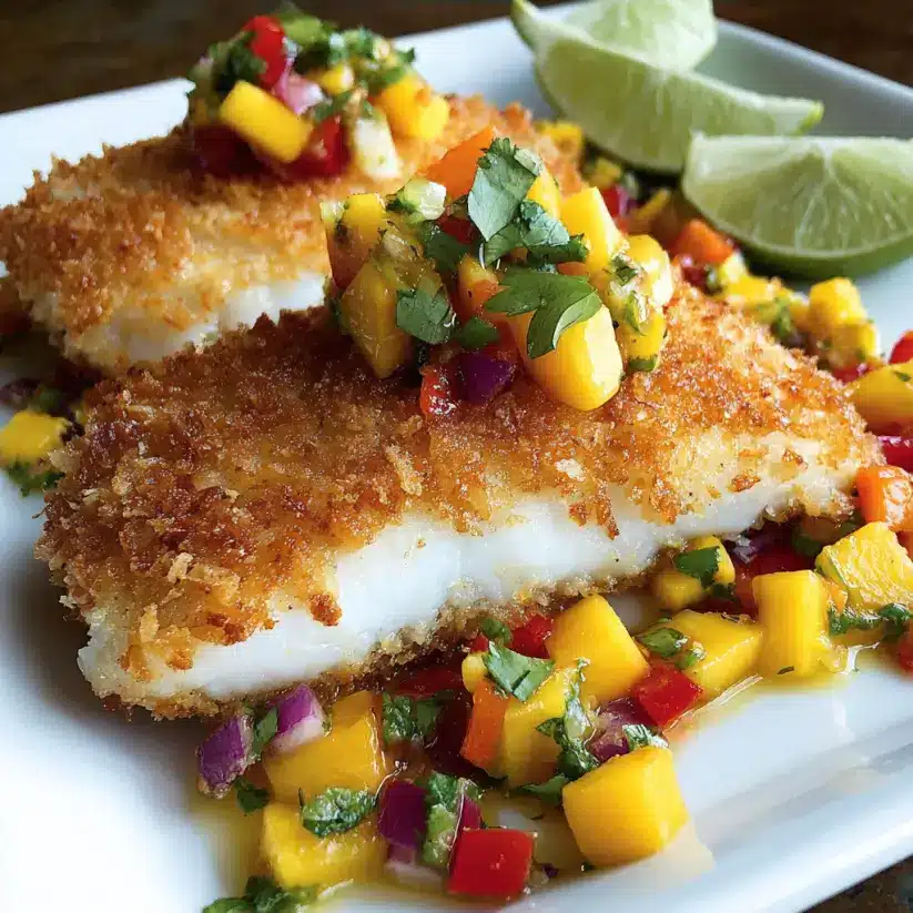 Crispy Coconut-Crusted Fish with Mango Salsa Delight!