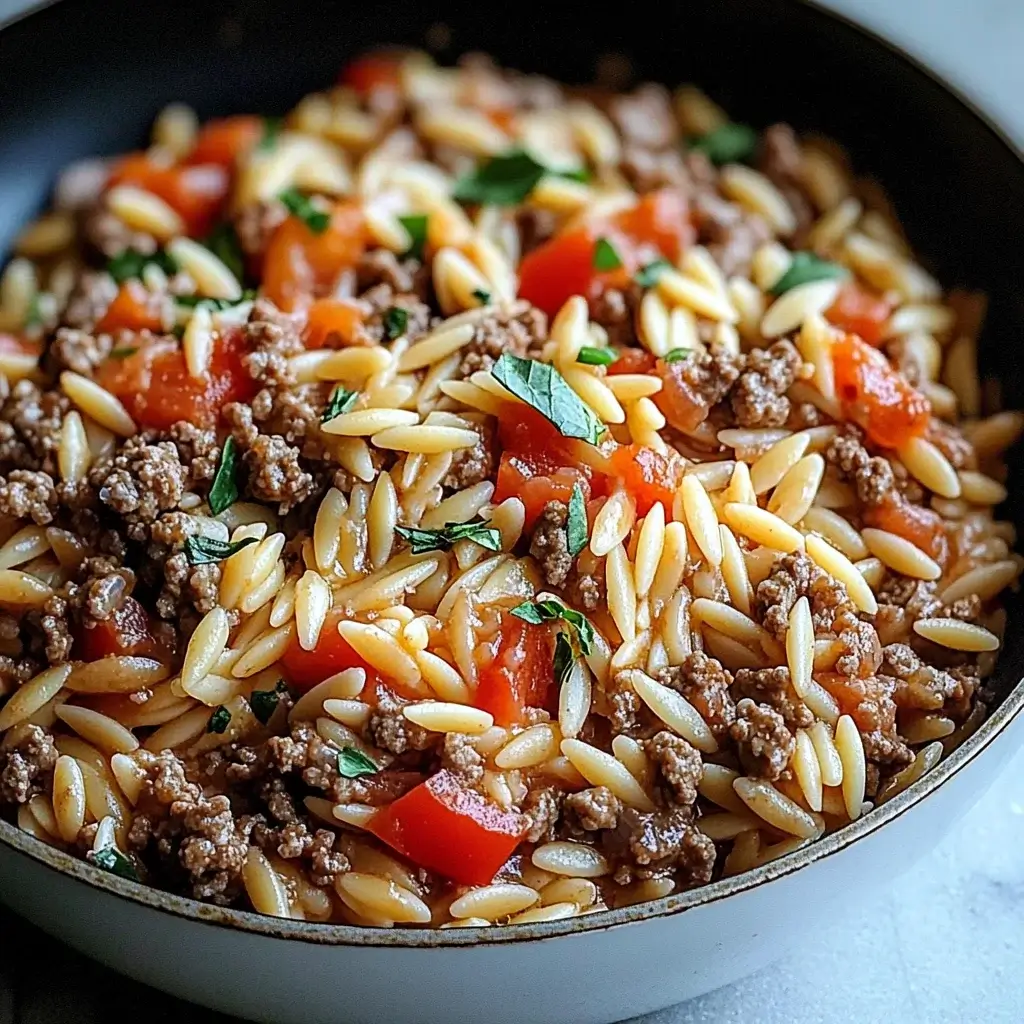 One-Pan Ground Beef and Orzo Skillet Made Easy!