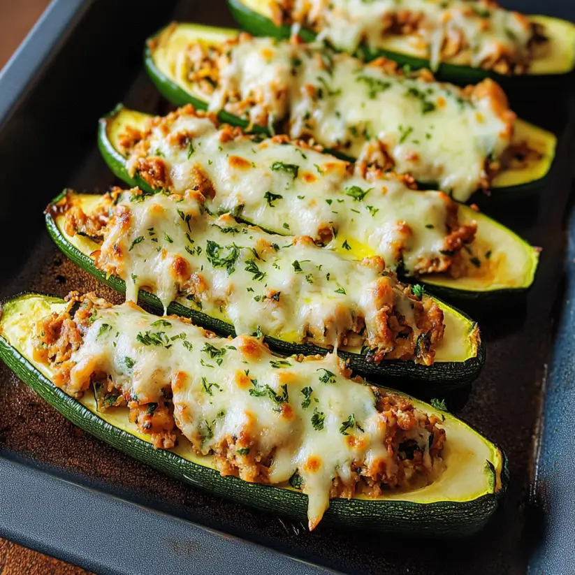 Cheesy Turkey Stuffed Zucchini Boats: Delight Your Tastebuds!