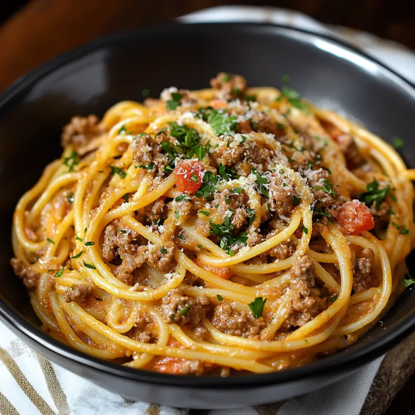 Creamy Italian Spaghetti with Ground Beef is Irresistible!