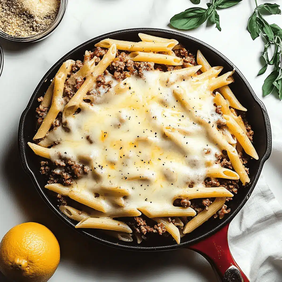 Cheesy Penne with Garlic Butter Ground Beef: Comfort in Every Bite