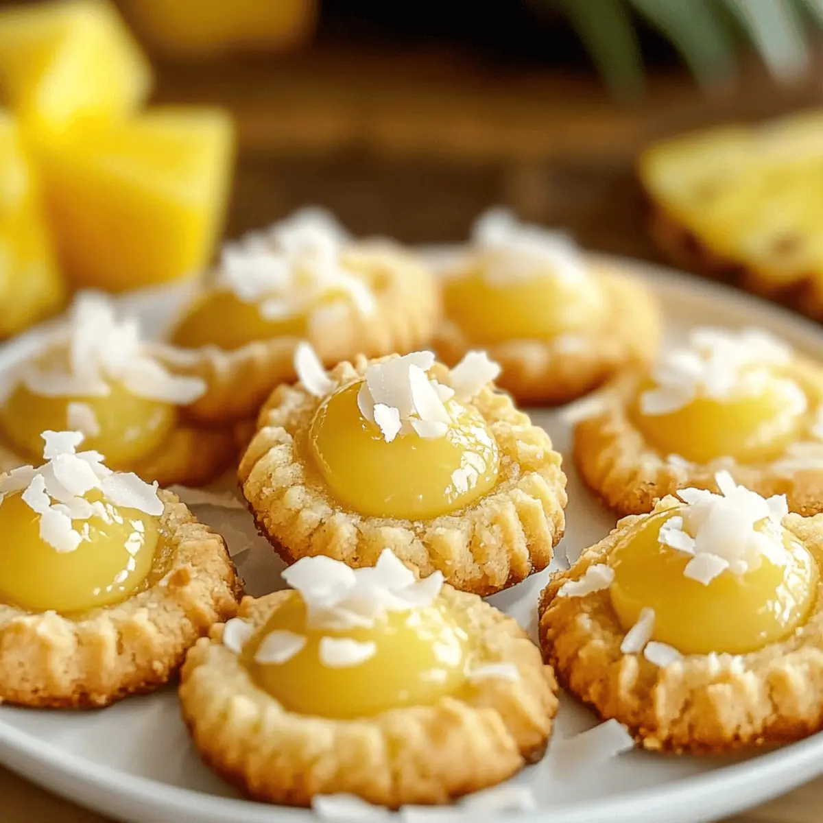 Hawaiian Pineapple Coconut Thumbprint Cookies for Tropical Bliss