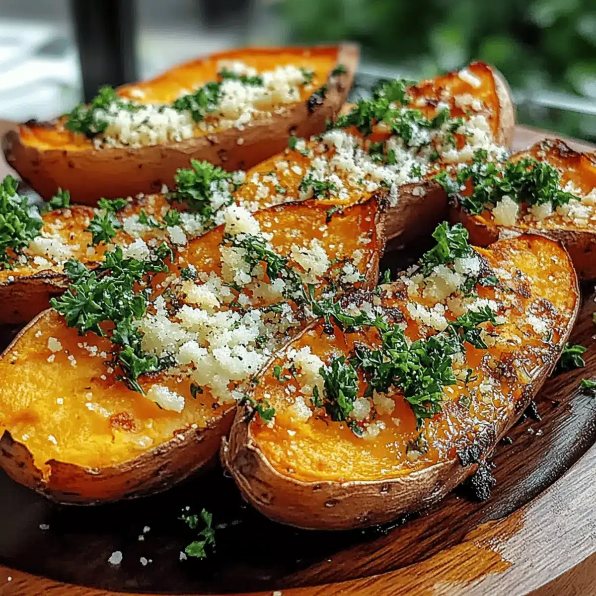 Crispy Garlic Parmesan Sweet Potato Wedges You’ll Love
