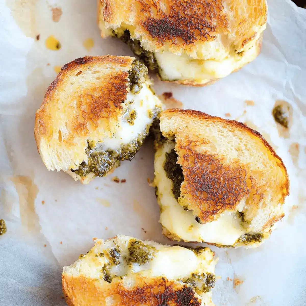 Mini Grilled Cheese Sandwiches with White Cheddar & Pesto Bliss