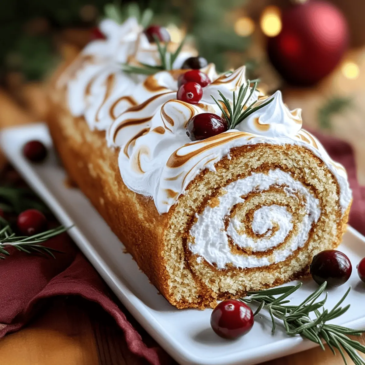 Decadent Quick Ginger Bread Yule Log Cake for Holiday Cheer