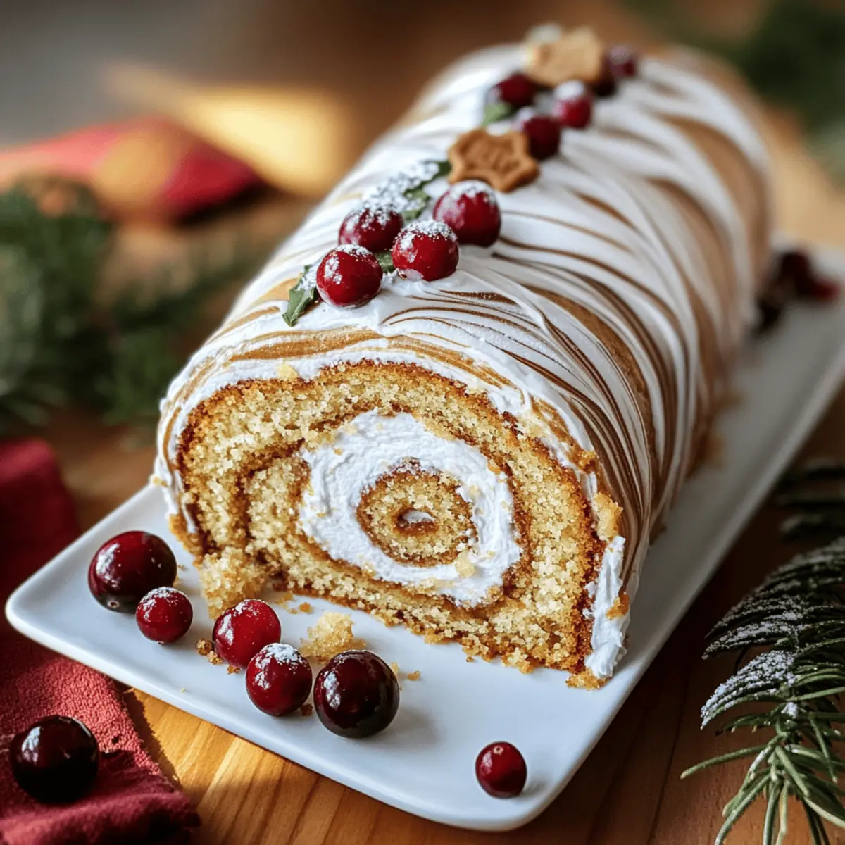 Quick Ginger Bread Yule Log Cake