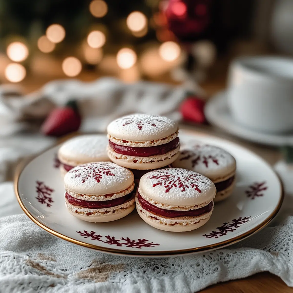 Strawberry Christmas Macaron