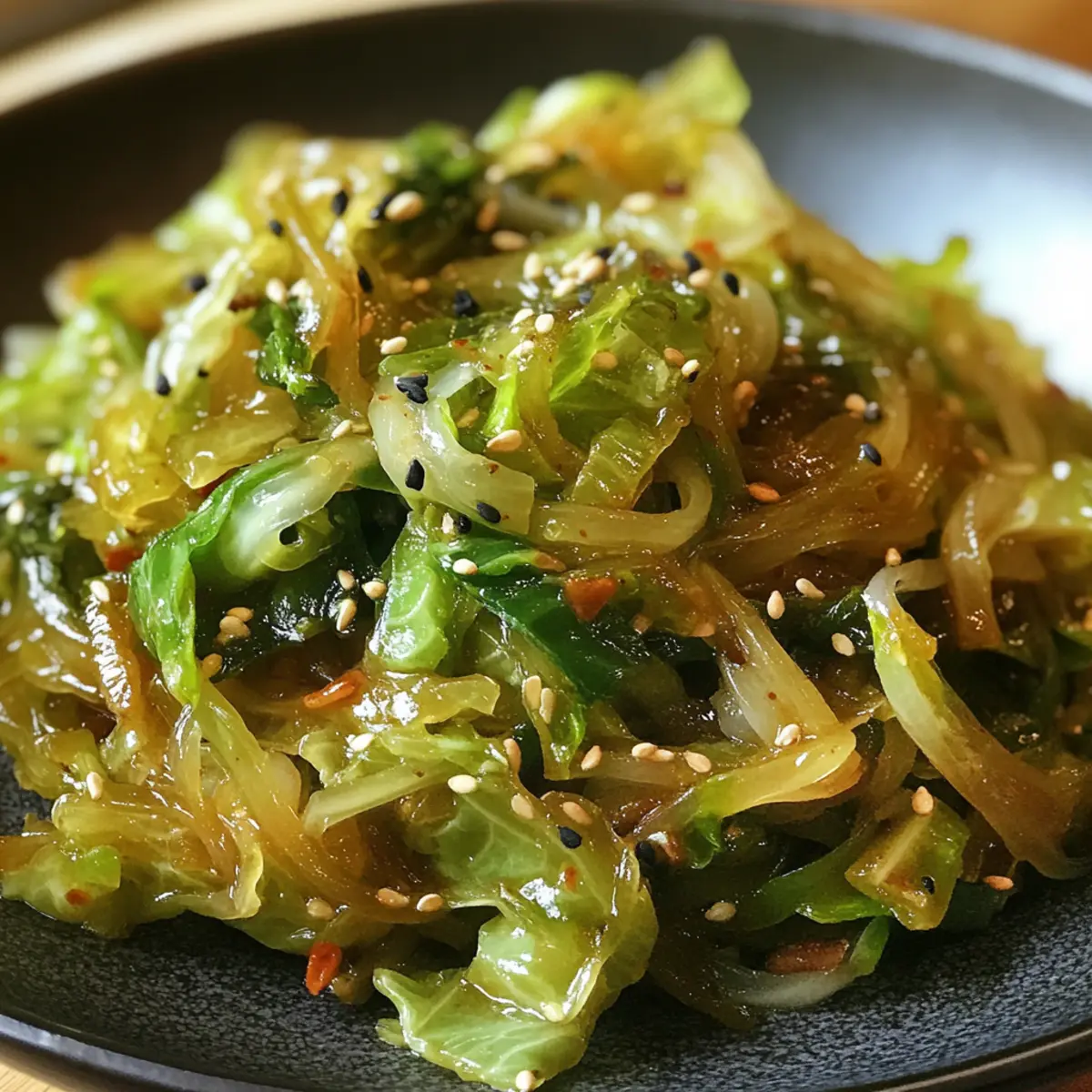 Cabbage Glass Noodles Stir Fry