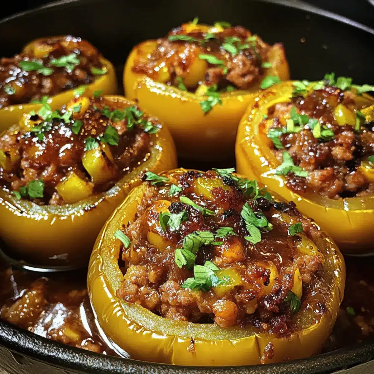 Savory Chinese Stuffed Peppers with Garlicky Pork Filling