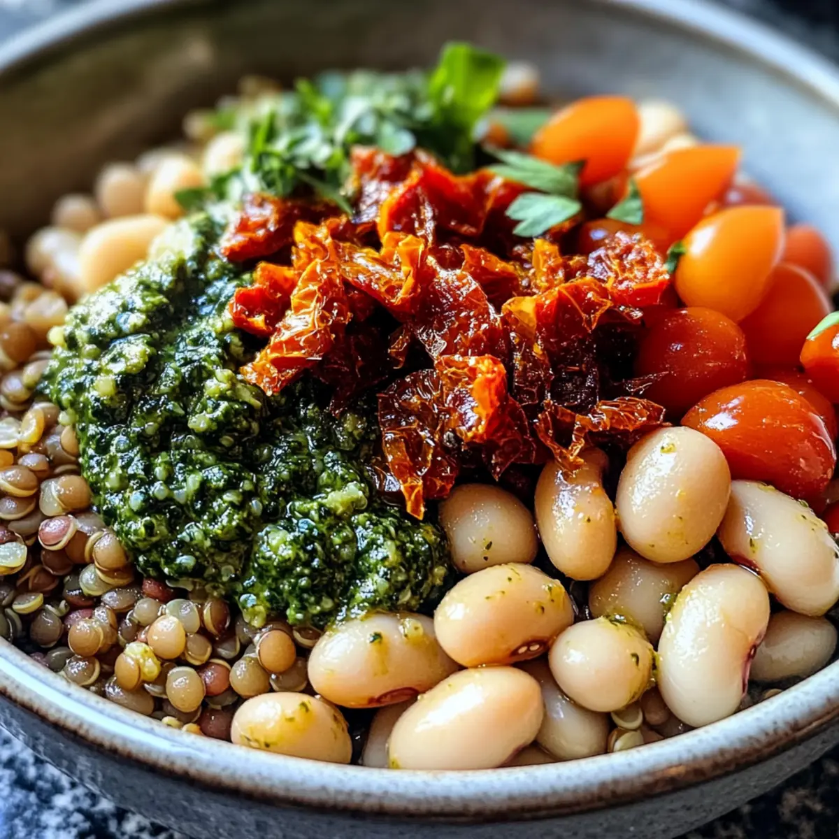 Creamy Pesto Lentil Quinoa Bowl That Everyone Will Love