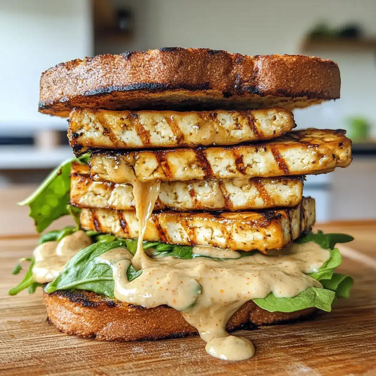 Delicious Grilled Tofu Sandwich with a Spicy Twist