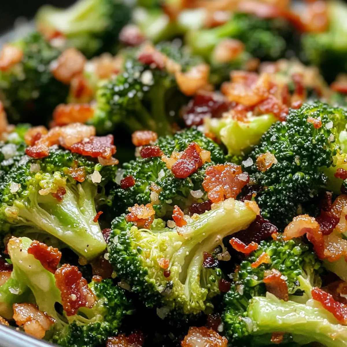 Savory Broccoli With Garlic Sauce & Bacon for a Quick Delight