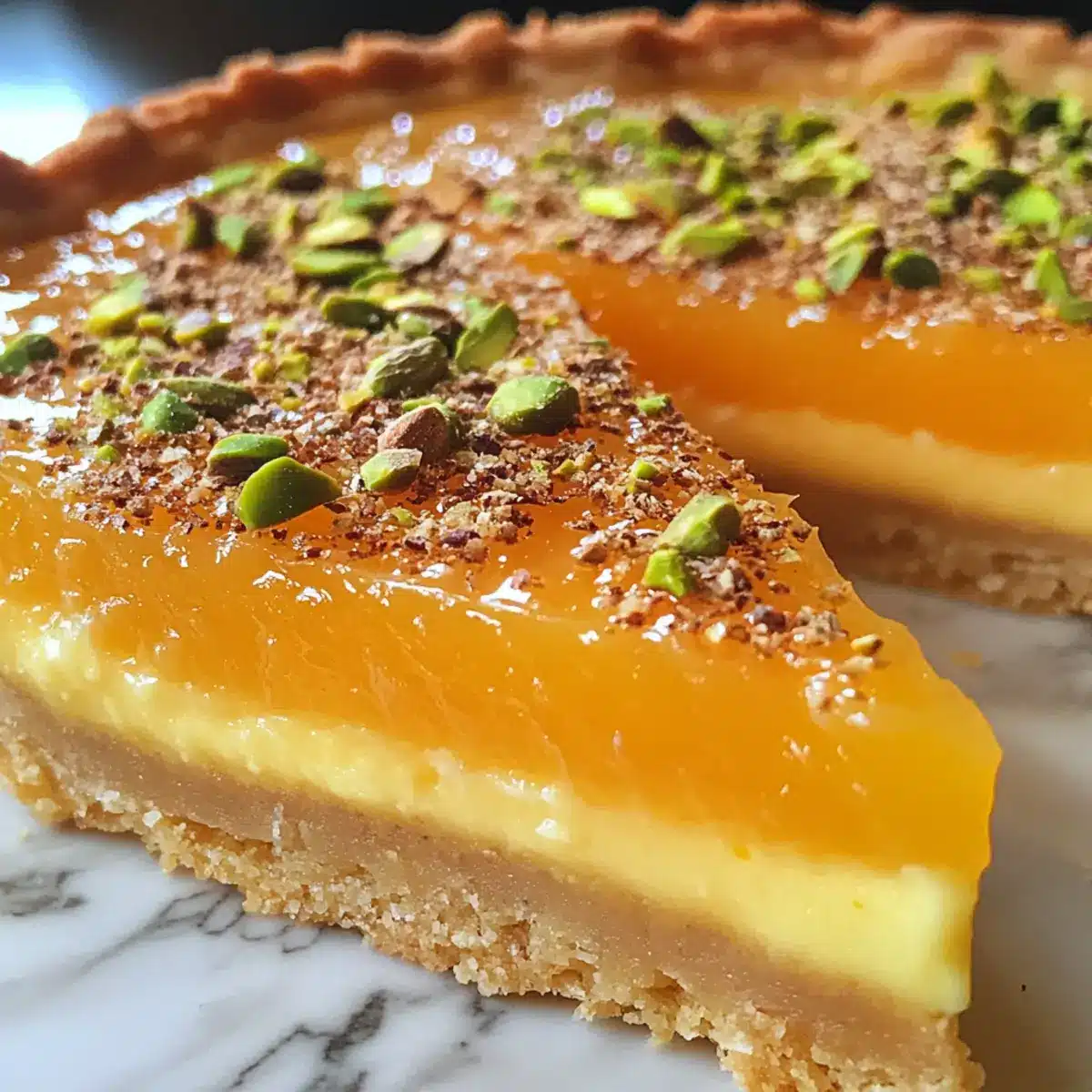 Irresistible Orange Cardamom Tart with Pistachio Crust Delight