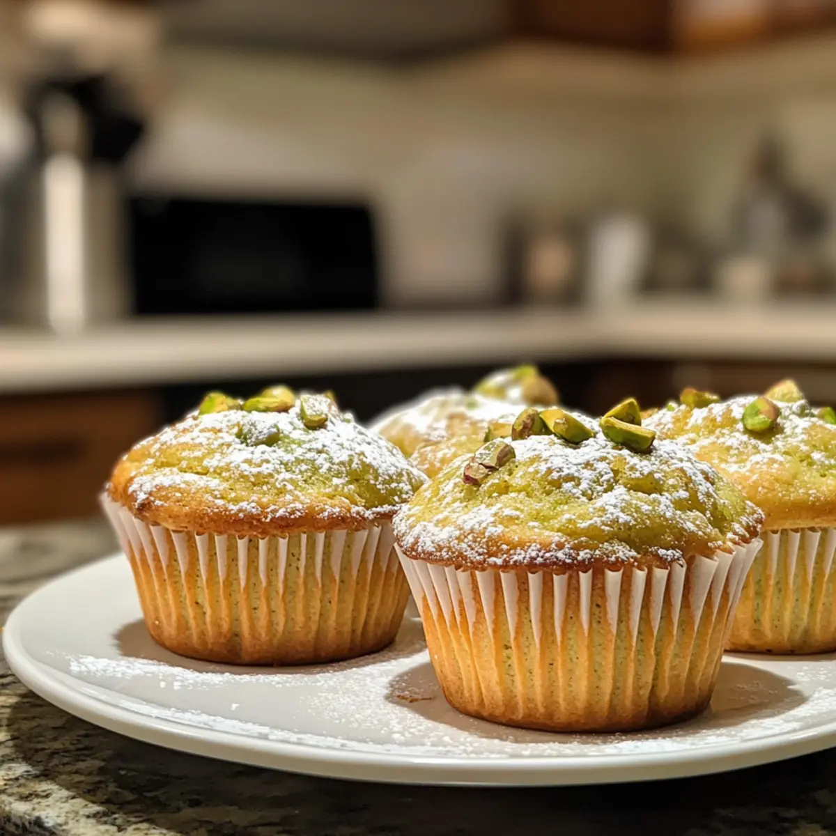 Fluffy Pistachio Muffins with a Touch of Elegance