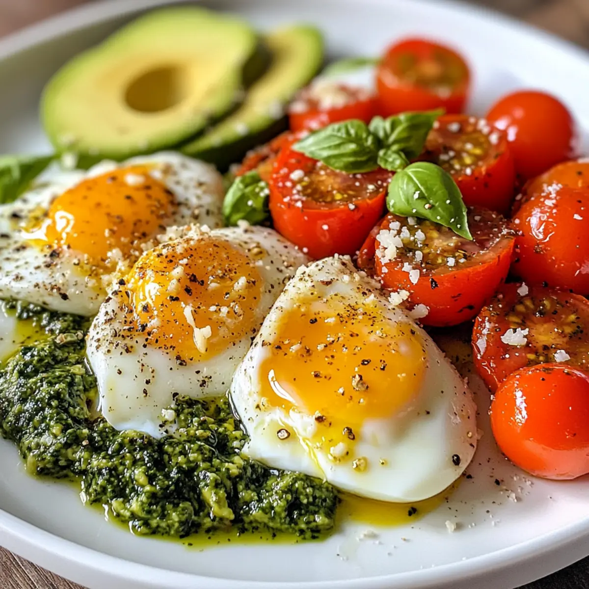 Pesto Tomato, Egg & Avocado Breakfast Salad for a Bright Kickstart
