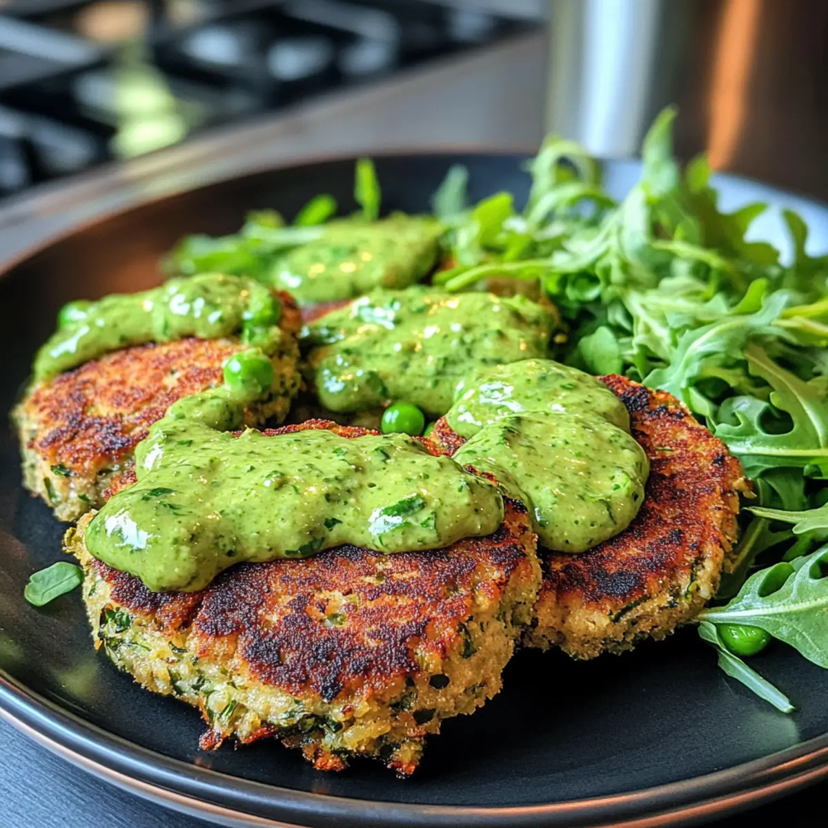 Savory Turkey Patties with Arugula Pea Salad Delight