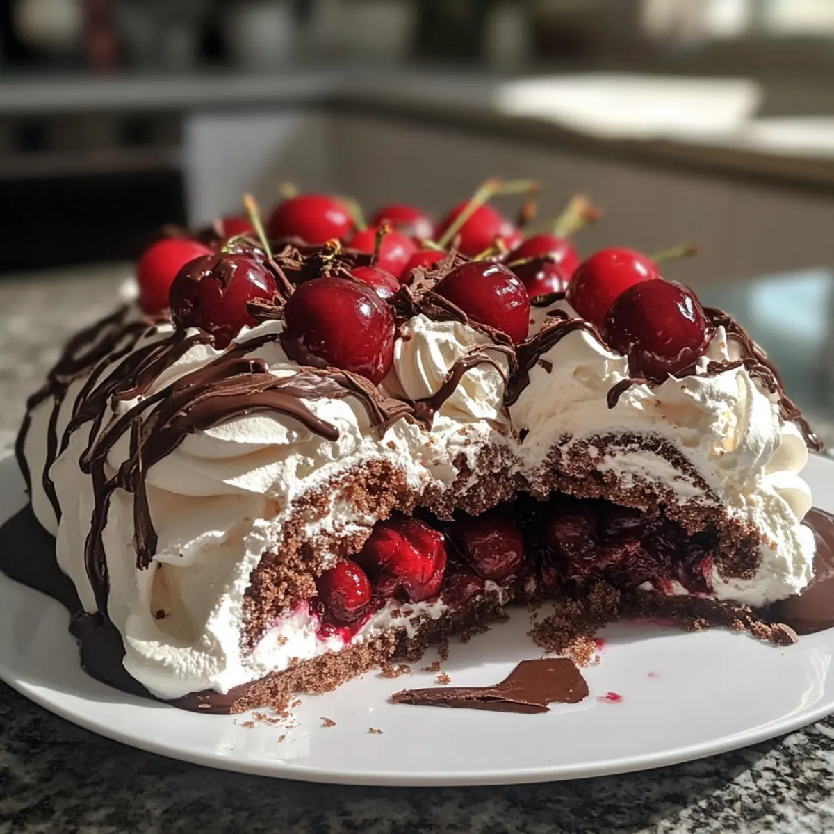 Decadent Dark Chocolate And Cherry Pavlova Roll Bliss