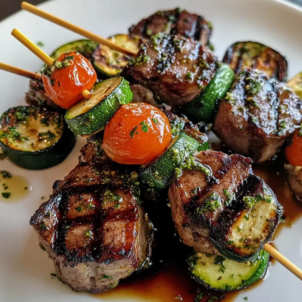 Flavor-Packed Pesto Lamb Chop Skewers with BBQ Vegetables