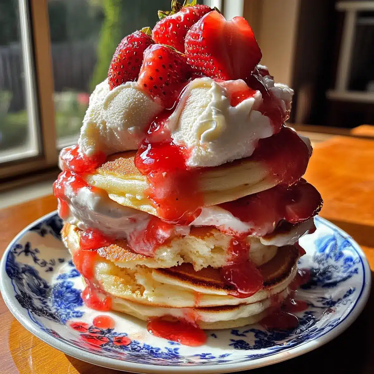 Strawberry Shortcake Pancake Stack for Ultimate Breakfast Bliss