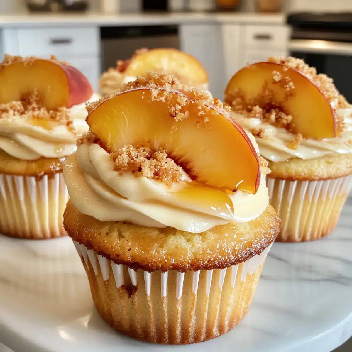 Sweet and Creamy Honey Peach Cream Cheese Cupcakes